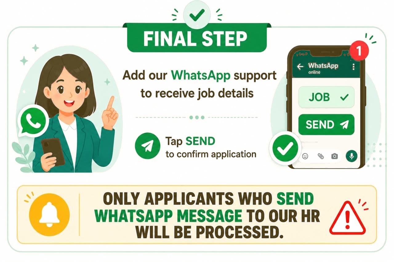 Three steps: fill up the form, send a WhatsApp message, receive the details